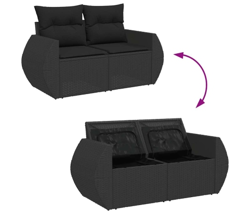 10-Daļīgs Dārza Dīvāna Komplekts, Matrači, Melna Pe Rotangpalma Vidaxl