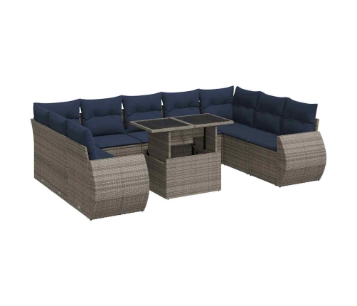 10-Daļīgs Dārza Dīvāna Komplekts Matrači Pelēka Pe Rotangpalma Vidaxl