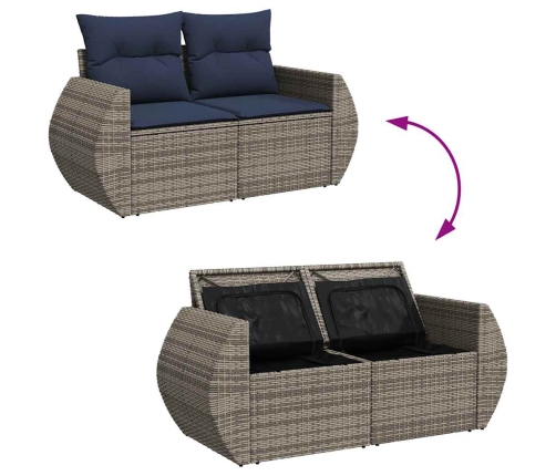 10-Daļīgs Dārza Dīvāna Komplekts Matrači Pelēka Pe Rotangpalma Vidaxl