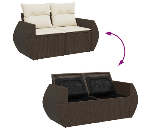 vidaXL 10-daļīgs dārza dīvāna komplekts, matrači, brūna PE rotangpalma