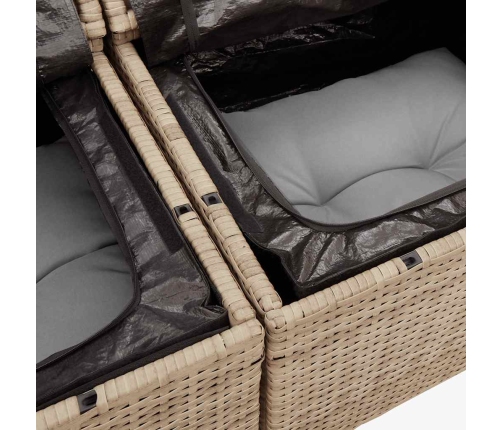 vidaXL 11-daļīgs dārza dīvāna komplekts, matrači, bēša PE rotangpalma