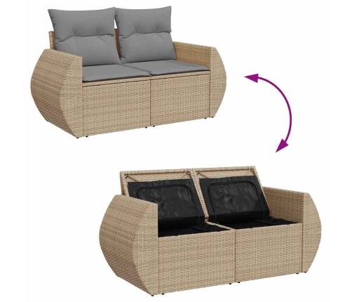 vidaXL 11-daļīgs dārza dīvāna komplekts, matrači, bēša PE rotangpalma