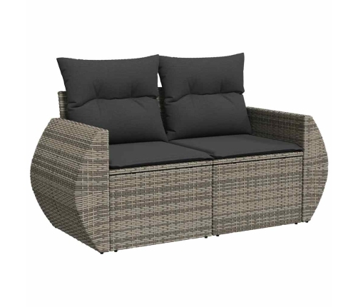 11-Daļīgs Dārza Dīvāna Komplekts Ar Matračiem, Pelēks Pe Pinums Vidaxl