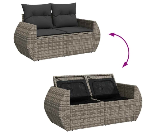 11-Daļīgs Dārza Dīvāna Komplekts Ar Matračiem, Pelēks Pe Pinums Vidaxl