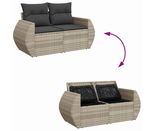 11-Daļīgs Dārza Dīvāna Komplekts Ar Matračiem, Pelēka Pe Pinums Vidaxl