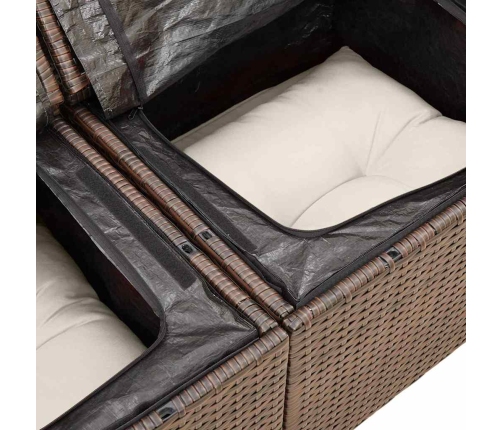 vidaXL 11-daļīgs dārza dīvāna komplekts, matrači, brūna PE rotangpalma