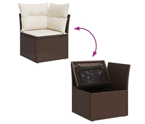 vidaXL 11-daļīgs dārza dīvāna komplekts, matrači, brūna PE rotangpalma