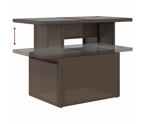 vidaXL 11-daļīgs dārza dīvāna komplekts, matrači, brūna PE rotangpalma