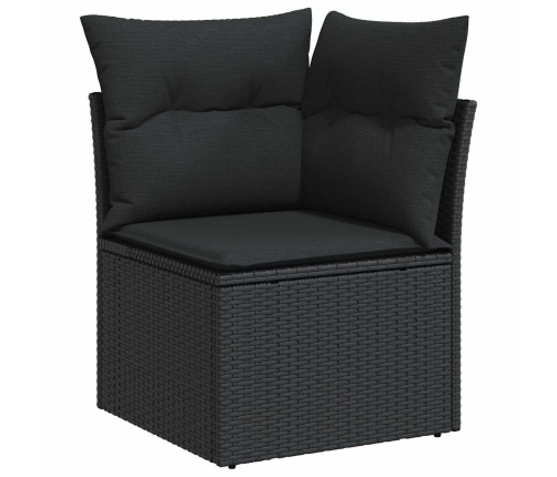 vidaXL 10-daļīgs dārza dīvāna komplekts, matrači, melna PE rotangpalma