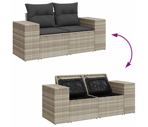 vidaXL 10-daļīgs dārza dīvāna komplekts ar matračiem, pelēka PE pinums