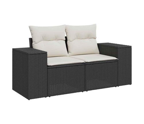 vidaXL 11-daļīgs dārza dīvāna komplekts, matrači, melna PE rotangpalma