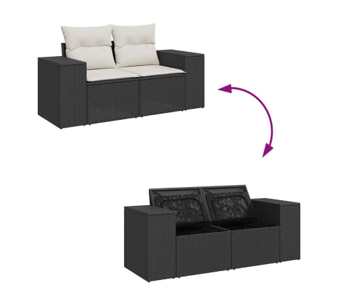 vidaXL 11-daļīgs dārza dīvāna komplekts, matrači, melna PE rotangpalma