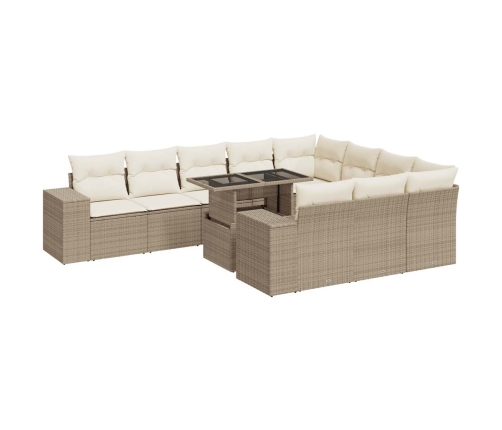 11-Daļīgs Dārza Dīvāna Komplekts, Matrači, Bēša Pe Rotangpalma Vidaxl