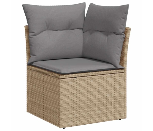 vidaXL 11-daļīgs dārza dīvāna komplekts, matrači, bēša PE rotangpalma