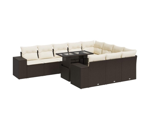 11-Daļīgs Dārza Dīvāna Komplekts, Matrači, Brūna Pe Rotangpalma Vidaxl