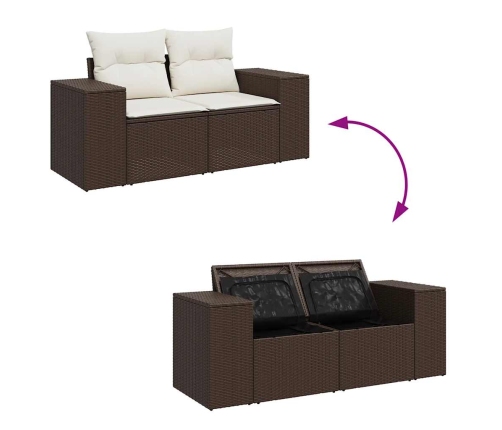 11-Daļīgs Dārza Dīvāna Komplekts, Matrači, Brūna Pe Rotangpalma Vidaxl