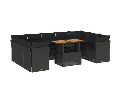 10-Daļīgs Dārza Dīvāna Komplekts, Matrači, Melna Pe Rotangpalma Vidaxl