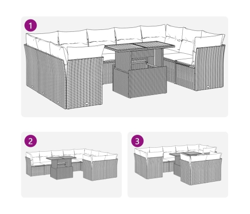 10-Daļīgs Dārza Dīvāna Komplekts, Matrači, Melna Pe Rotangpalma Vidaxl