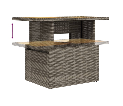 vidaXL 10-daļīgs dārza dīvāna komplekts ar matračiem, pelēks PE pinums