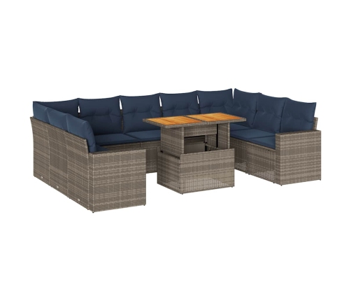 10-Daļīgs Dārza Dīvāna Komplekts Ar Matračiem, Pelēks Pe Pinums Vidaxl