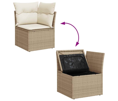 vidaXL 11-daļīgs dārza dīvāna komplekts, matrači, bēša PE rotangpalma