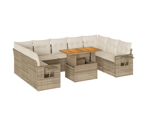 10-Daļīgs Dārza Dīvāna Komplekts, Matrači, Bēša Pe Rotangpalma Vidaxl