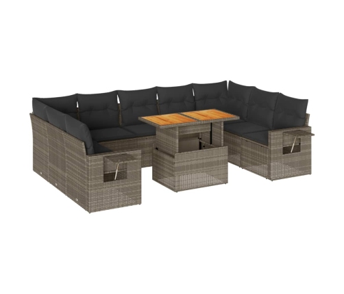 10-Daļīgs Dārza Dīvāna Komplekts Ar Matračiem, Pelēks Pe Pinums Vidaxl