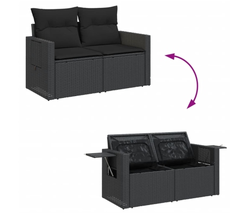 vidaXL 11-daļīgs dārza dīvāna komplekts, matrači, melna PE rotangpalma