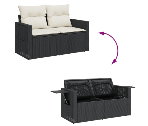 vidaXL 11-daļīgs dārza dīvāna komplekts, matrači, melna PE rotangpalma