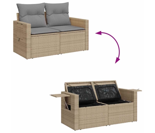 vidaXL 11-daļīgs dārza dīvāna komplekts, matrači, bēša PE rotangpalma