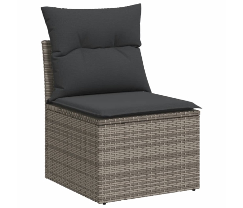 vidaXL 11-daļīgs dārza dīvāna komplekts ar matračiem, pelēks PE pinums