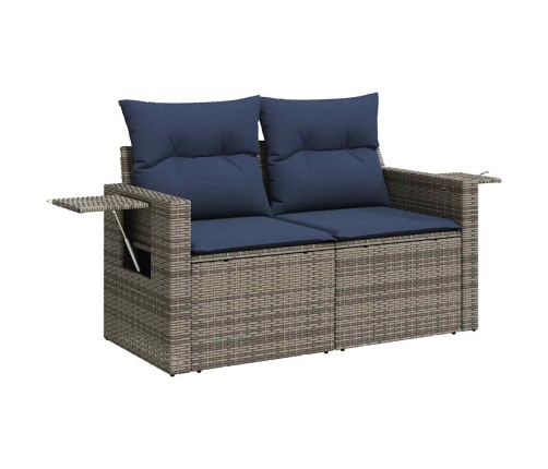 11-Daļīgs Dārza Dīvāna Komplekts Ar Matračiem, Pelēks Pe Pinums Vidaxl