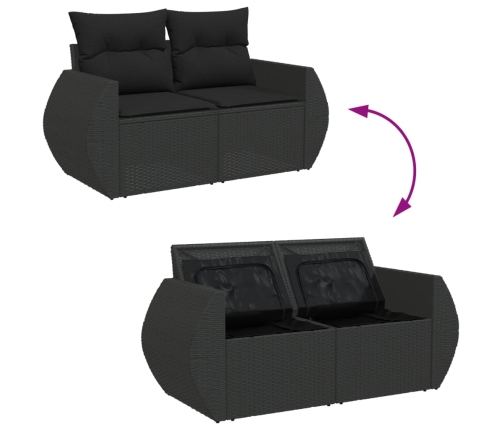 10-Daļīgs Dārza Dīvāna Komplekts, Matrači, Melna Pe Rotangpalma Vidaxl