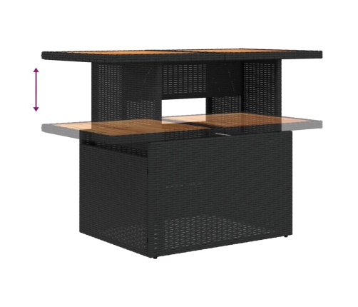 vidaXL 10-daļīgs dārza dīvāna komplekts, matrači, melna PE rotangpalma