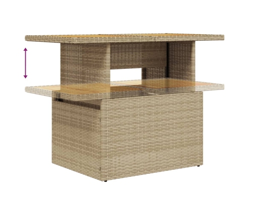 vidaXL 10-daļīgs dārza dīvāna komplekts, matrači, bēša PE rotangpalma