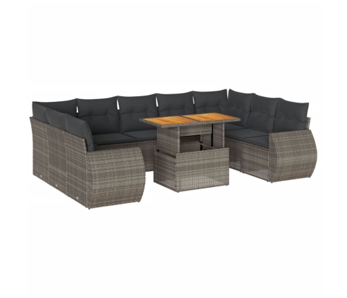 10-Daļīgs Dārza Dīvāna Komplekts Ar Matračiem, Pelēks Pe Pinums Vidaxl