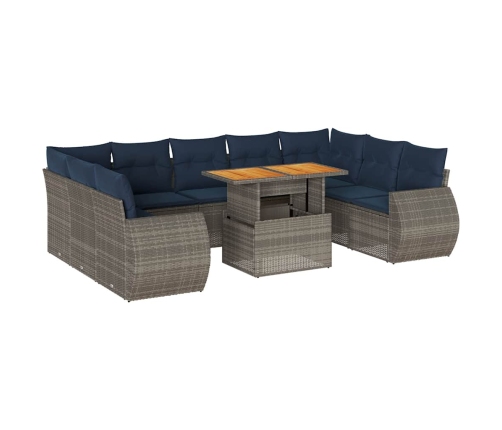 10-Daļīgs Dārza Dīvāna Komplekts Ar Matračiem, Pelēks Pe Pinums Vidaxl