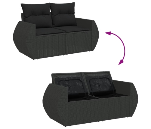 vidaXL 11-daļīgs dārza dīvāna komplekts, matrači, melna PE rotangpalma