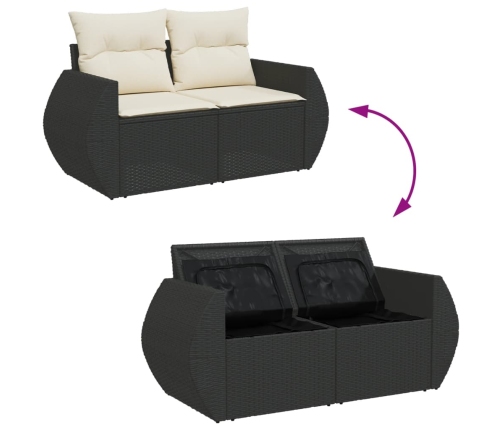 vidaXL 11-daļīgs dārza dīvāna komplekts, matrači, melna PE rotangpalma