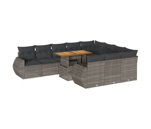 11-Daļīgs Dārza Dīvāna Komplekts Ar Matračiem, Pelēks Pe Pinums Vidaxl