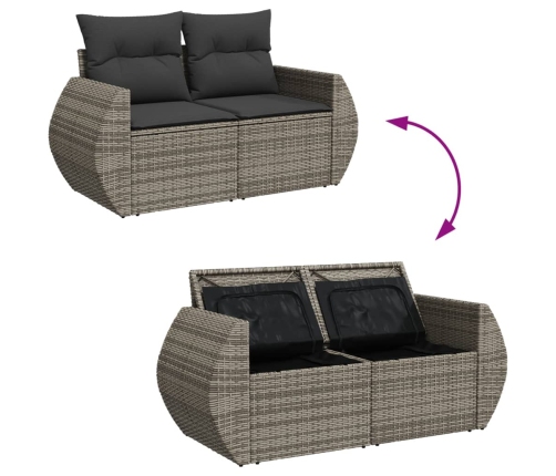 11-Daļīgs Dārza Dīvāna Komplekts Ar Matračiem, Pelēks Pe Pinums Vidaxl