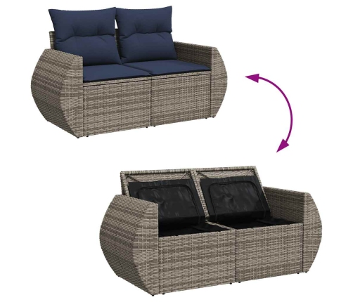 11-Daļīgs Dārza Dīvāna Komplekts Ar Matračiem, Pelēks Pe Pinums Vidaxl