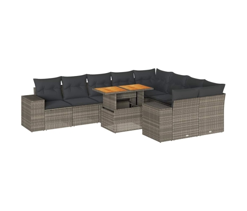 10-Daļīgs Dārza Dīvāna Komplekts Matrači Pelēka Pe Rotangpalma Vidaxl