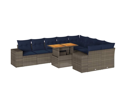 10-Daļīgs Dārza Dīvāna Komplekts Ar Matračiem, Pelēks Pe Pinums Vidaxl