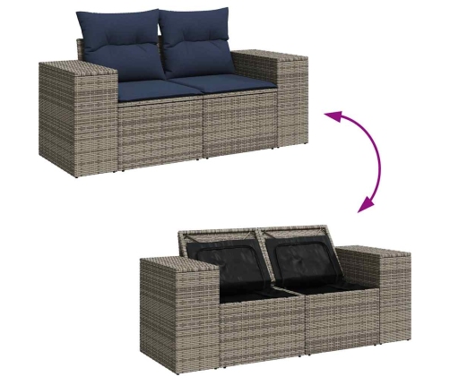 10-Daļīgs Dārza Dīvāna Komplekts Ar Matračiem, Pelēks Pe Pinums Vidaxl