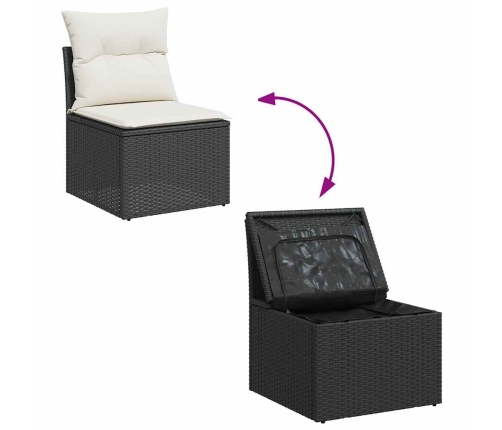 10-Daļīgs Dārza Dīvāna Komplekts, Matrači, Melna Pe Rotangpalma Vidaxl