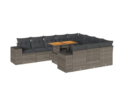 10-Daļīgs Dārza Dīvāna Komplekts Matrači Pelēka Pe Rotangpalma Vidaxl