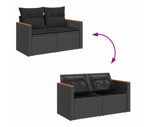 vidaXL 10-daļīgs dārza dīvāna komplekts, matrači, melna PE rotangpalma