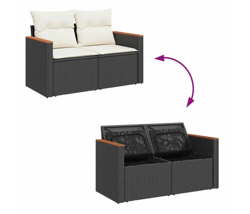 10-Daļīgs Dārza Dīvāna Komplekts, Matrači, Melna Pe Rotangpalma Vidaxl