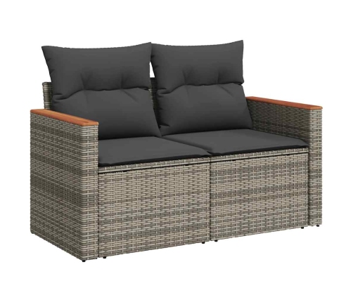 vidaXL 10-daļīgs dārza dīvāna komplekts matrači pelēka PE rotangpalma